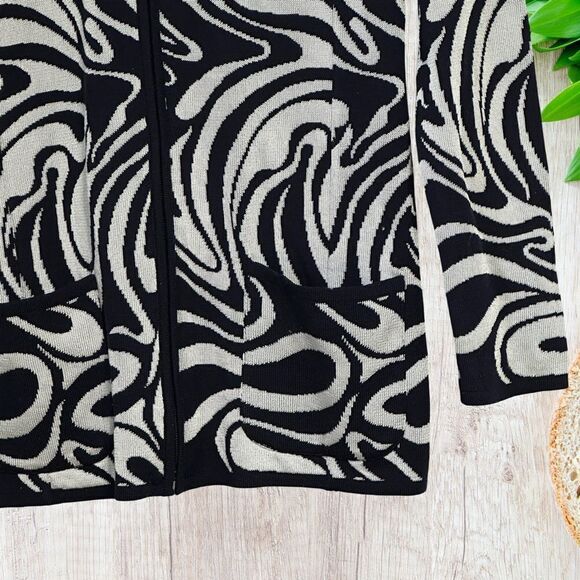 Laurel by Escada Womens Cardigan Size‎ 34  Blue Silver Italy Virgin Wool Blend - Picture 3 of 8